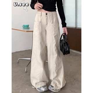 3สี กางเกงเอวสูง กางเกงคาร์โก้ ออกแบบสวย มีกระเป๋า แมทช์ง่าย…