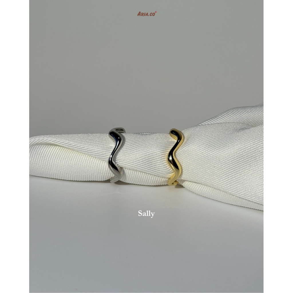 Sally แหวนเงินแท้925 (Silver/Gold) ไม่ลอกไม่ดำ ปรับขนาดได้