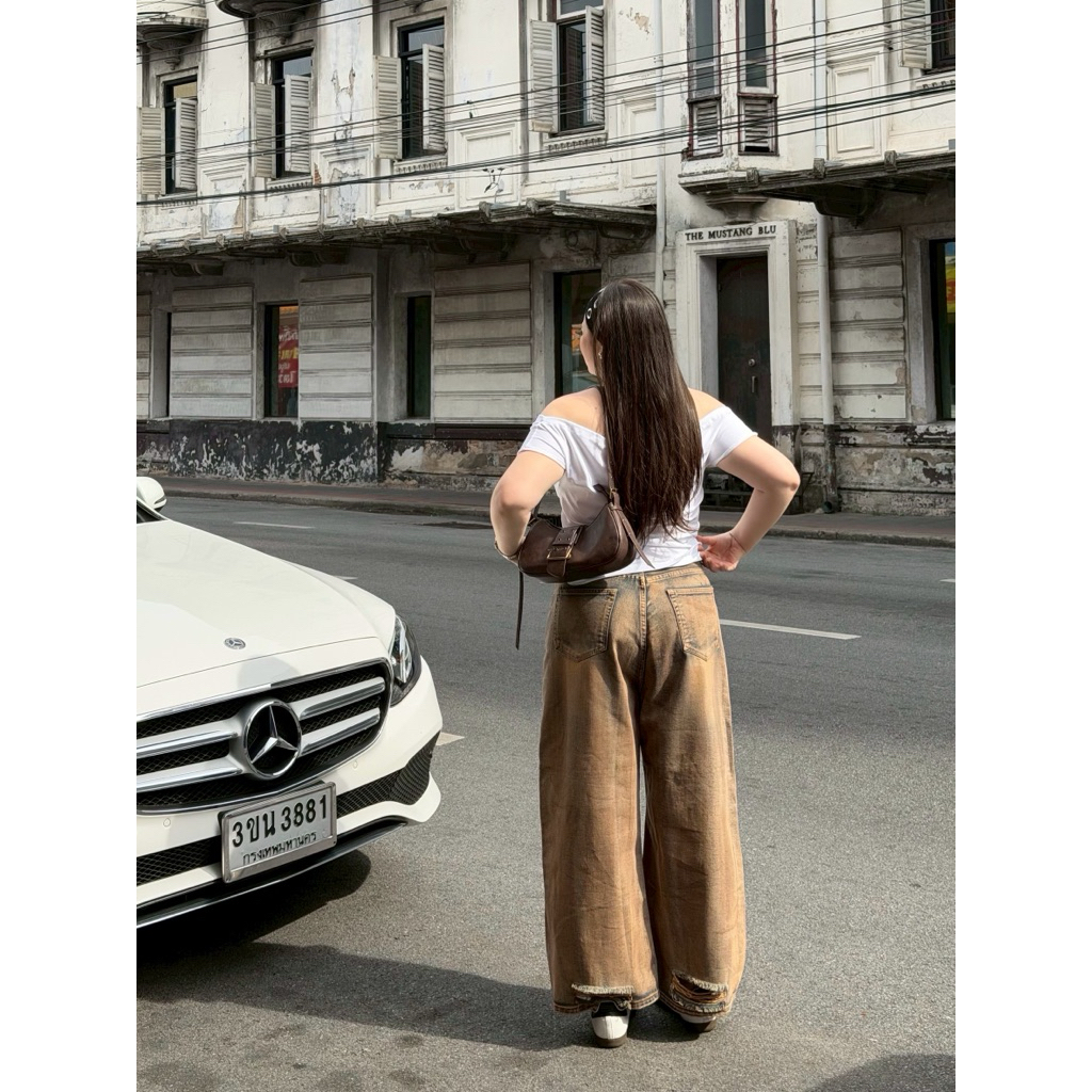 น้องเปื้อน🦠🧽🪣 กางเกงยีนส์ ทรงบัคกี้ แต่งดีเทลฟอกให้เปื้อน สไตล์นี้กำลังมาแรง เก๋มาก สั่งตัดเฉพาะสาวอวบโดยเฉพาะ ไซส์ใหญ่ - รูปที่ 3