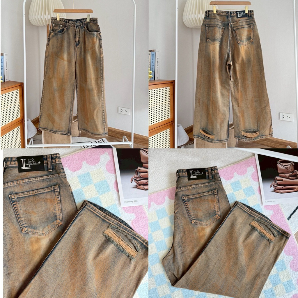 น้องเปื้อน🦠🧽🪣 กางเกงยีนส์ ทรงบัคกี้ แต่งดีเทลฟอกให้เปื้อน สไตล์นี้กำลังมาแรง เก๋มาก สั่งตัดเฉพาะสาวอวบโดยเฉพาะ ไซส์ใหญ่ - รูปที่ 7