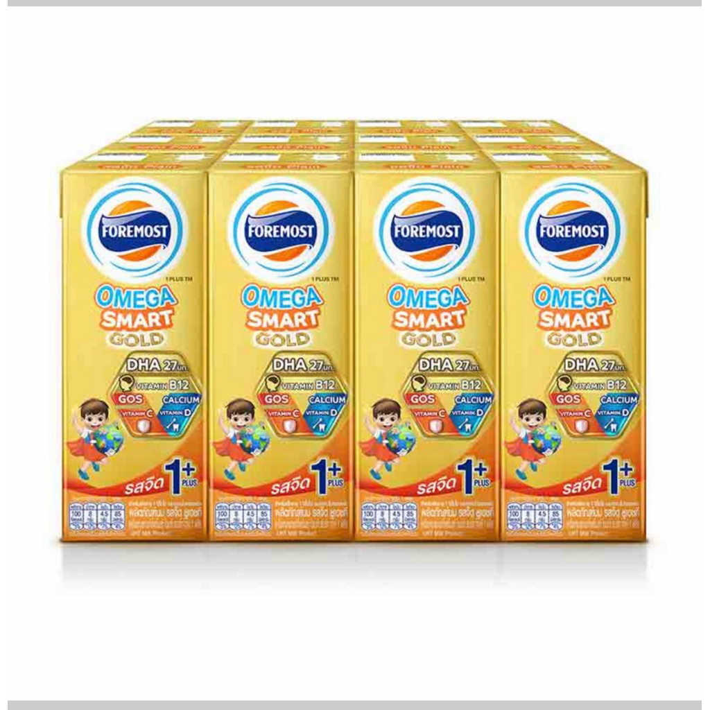 โฟร์โมสต์ โอเมก้า สมาร์ โกลด์ 1+ รสจืด 180มล  Foremost  ( แบบแพ็ค 12 กล่อง)