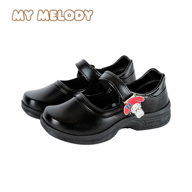 MY MELODY ใหม่ล่าสุด รองเท้านักเรียนหญิงมายเมโลดี้ หนังดำพื้นลายมายเม รุ่นMM-101