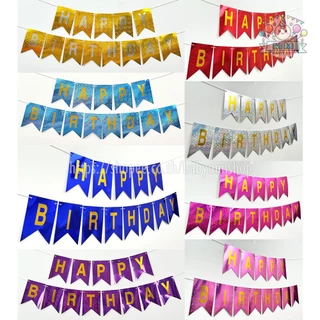 ธงวันเกิด ป้ายกระดาษ HAPPY BIRTHDAY ธงราว ธงหางปลา (แถมริบบิ้น) ธงวันเกิดเลเซอร์ ธงวันเกิดพาสเทล ธงวันเกิดกลิตเตอร์