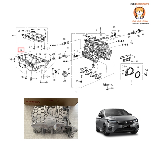 อ่างน้ำมันเครื่อง Honda City 1.0 Turbo 2021-ON แท้ศูนย์