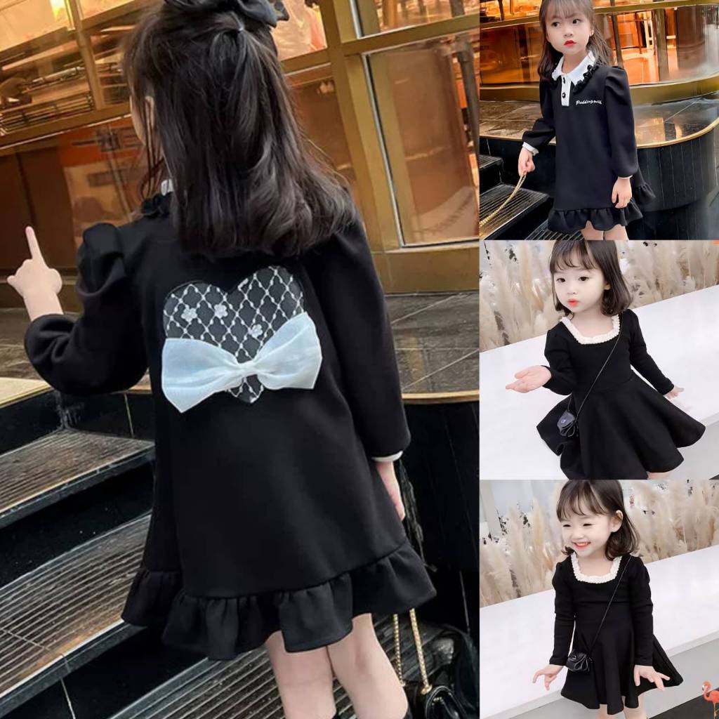 (พร้อมส่ง) ชุดสีดำ ชุดเดรสกระโปรง ผ้าดีสวย
