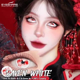 {COD} Cosplay คอนแทคเลนส์ RAVEN 14.5 มม. ลายอะนิเมะ เลนส์สีขาว / ดำ ฮาโลวีน