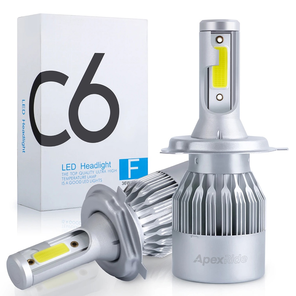 1คู่ ไฟหน้ารถยนต์ C6 LED แสงสีขาว H1 H4 H4 H7 H11 9005 9006 36W 6000K