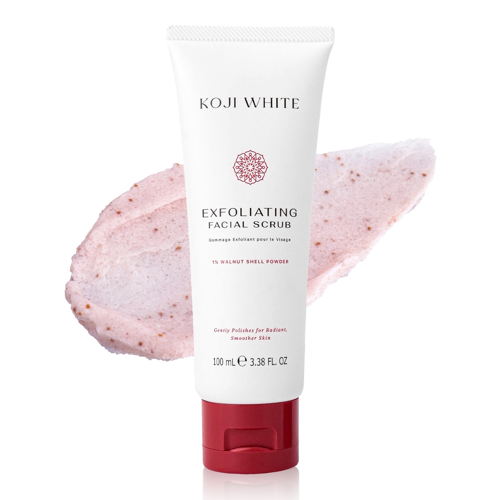 Koji White สครับหน้าอ่อนโยน 1% Walnut Shell + AHA + Kojic Acid Dipalmitate ช่วยให้ผิวเนียนใส 100ml