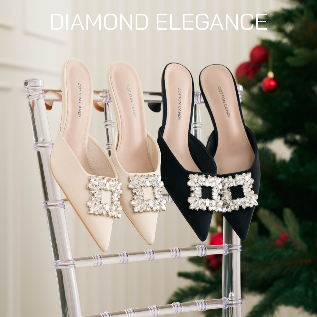 CCS - รองเท้าส้นสูง Diamond Elegance เสริมส้น 3 นิ้ว หรูหรา ใส่ได้ทุกโอกาส แมทง่ายหลายสไตล์ (H88-39)