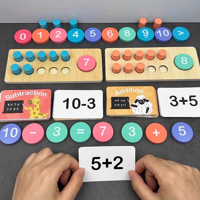 Montessori บล็อคไม้สอนคณิต ของเล่นเพื่อการศึกษา สอนการนับเลข ส่งจากประเทศไทย การลบ ง่ายๆ - รูปที่ 7