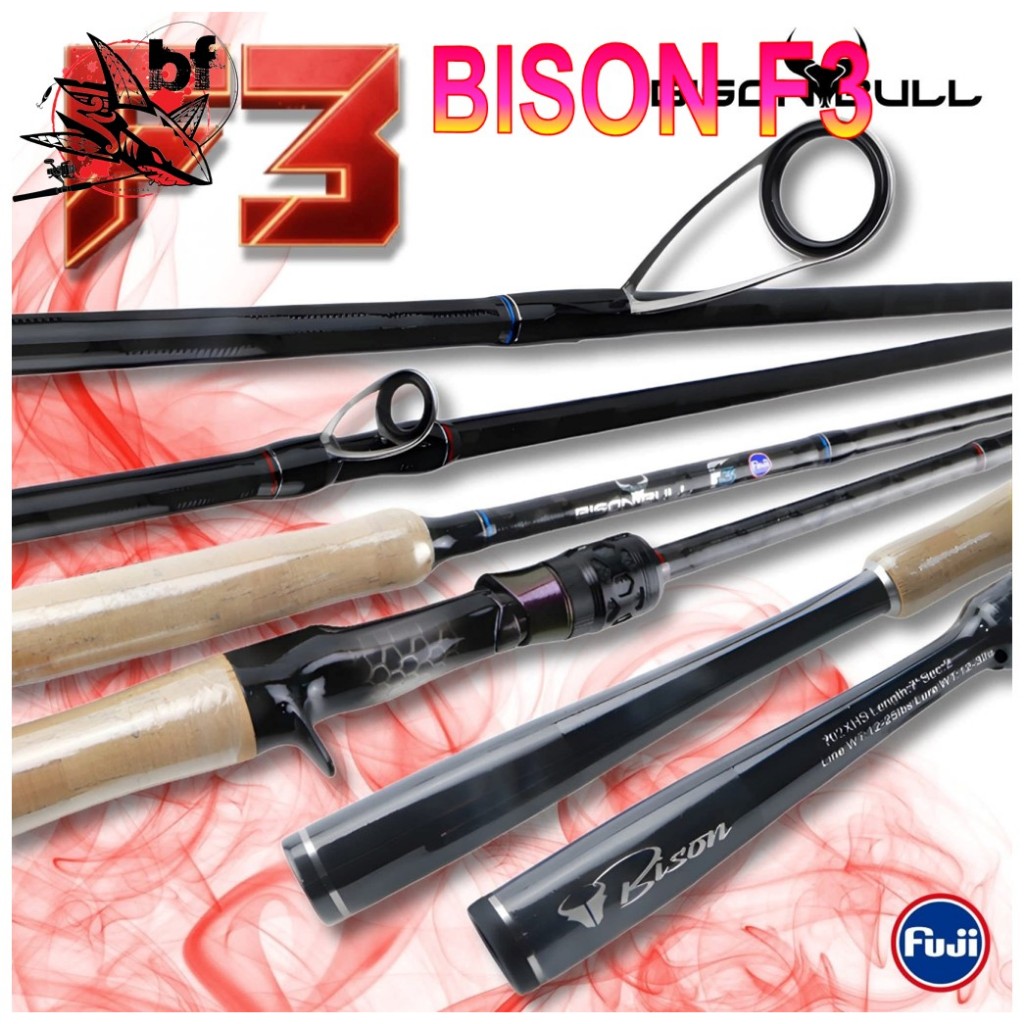 คันตีเหยื่อปลอม Bison Bull F3 ไกด์ Fuji O ring ด้ามท้ายทรงเบสบอล