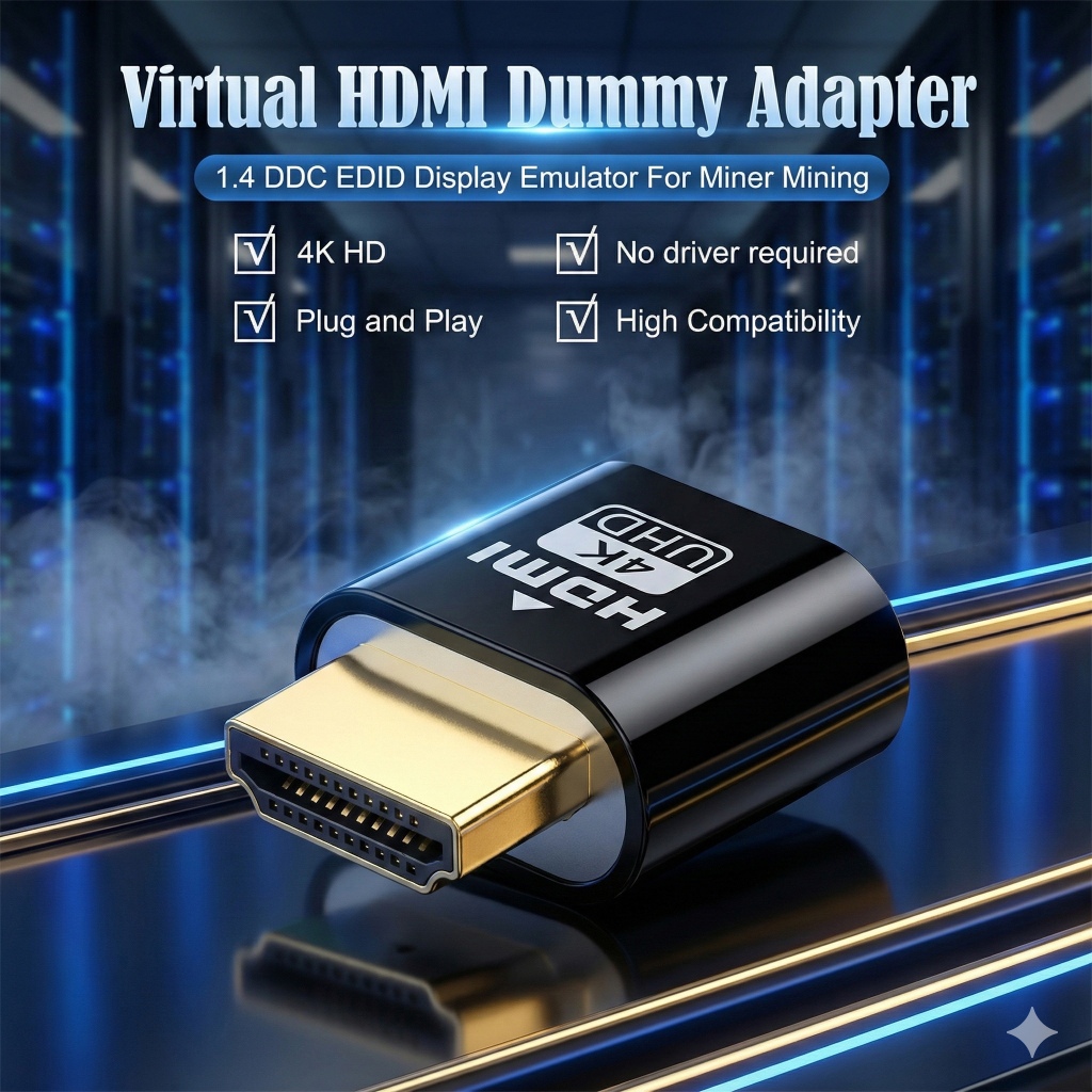 Virtual HDMI Dummy Plug 4K HD 1.4 Display Emulator สำหรับ Miner Mining การ์ดจอ จอหลอก HDMI ปลั๊กหลอก