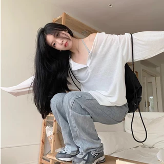 เสื้อกันเเดด เสื้อยืดเเขนยาว ผ้านิ่ม ผ้าลื่น ใส่เย็นสดชื้น ใส่กับสายเดี่ยว