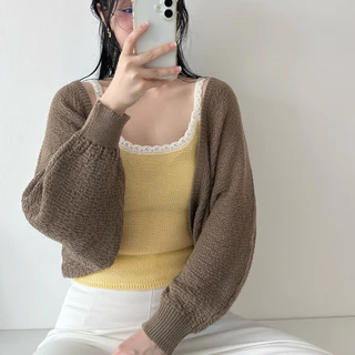 MOMOKA.KNIT🍑 เสื้อคลุม Cardigan ทรงคลุมไหล่🥯🍪