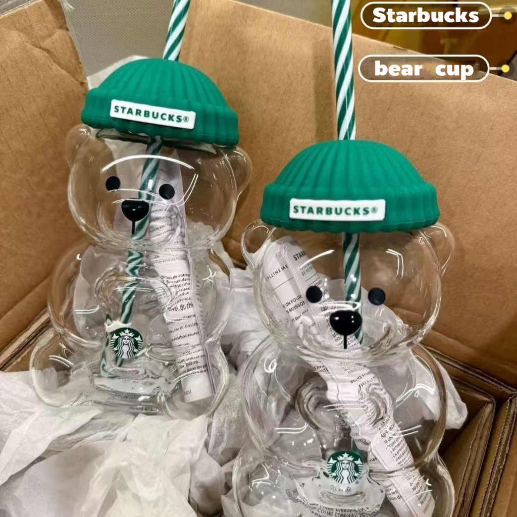 Starbucks Cute Animal Bear Straw Glass แก้วทนความร้อน ถ้วยกาแฟดีไซส์น่ารักก น่าเก็บสะสม ของขวัญคริสต์มาส