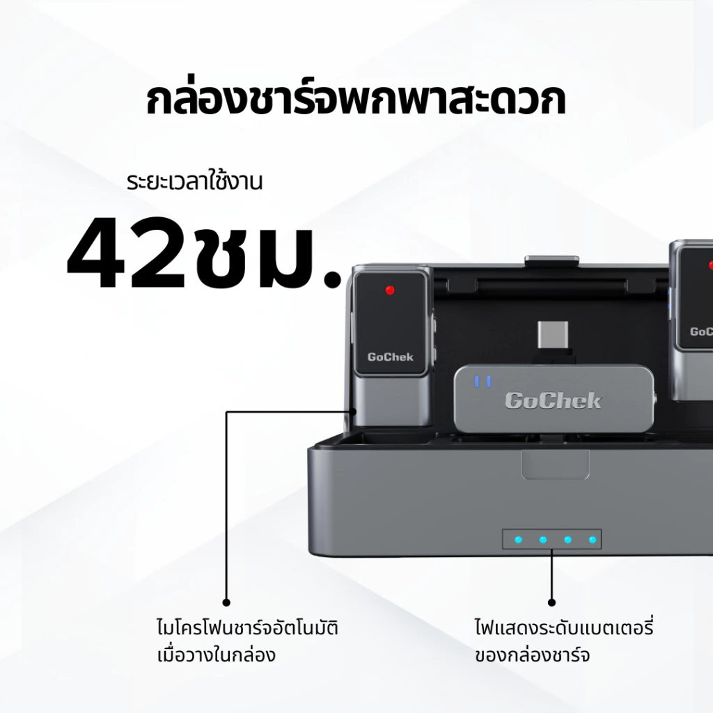 GoChek Ultra S25 ไมโครโฟนไร้สายตัดเสียงรบกวนด้วย AI ปรับสมดุลเสียงคุณภาพเสียงมาตรฐานสตูดิโอไมค์ใช้ได้กับสมาร์ตโฟนทุกรุ่น thumbnail 7