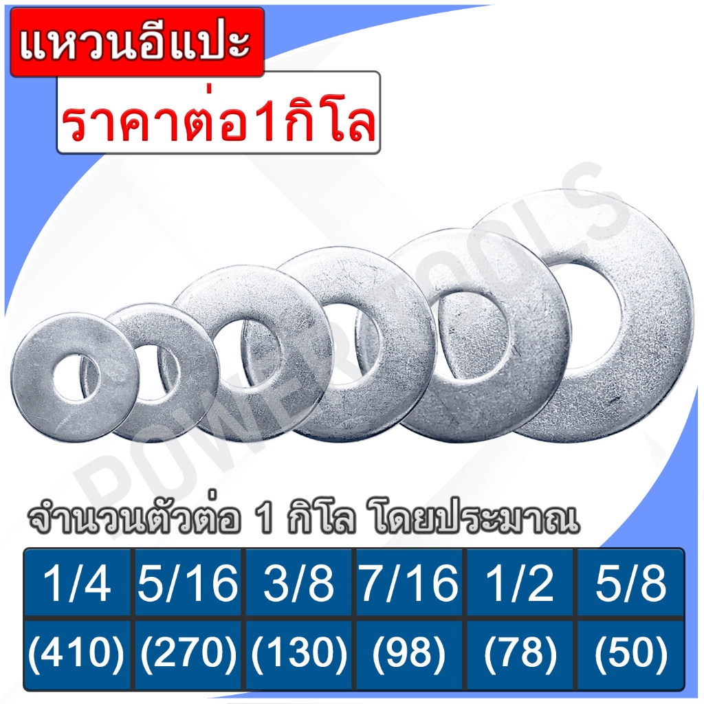 1 กิโล แหวนอีแปะ ชุบซิงค์ ไม่ชุบซิงค เกลียวหุนขนาด 1/4 5/16 3/8 7/16 1/2 5/8 (ราคาต่อ1กิโล)