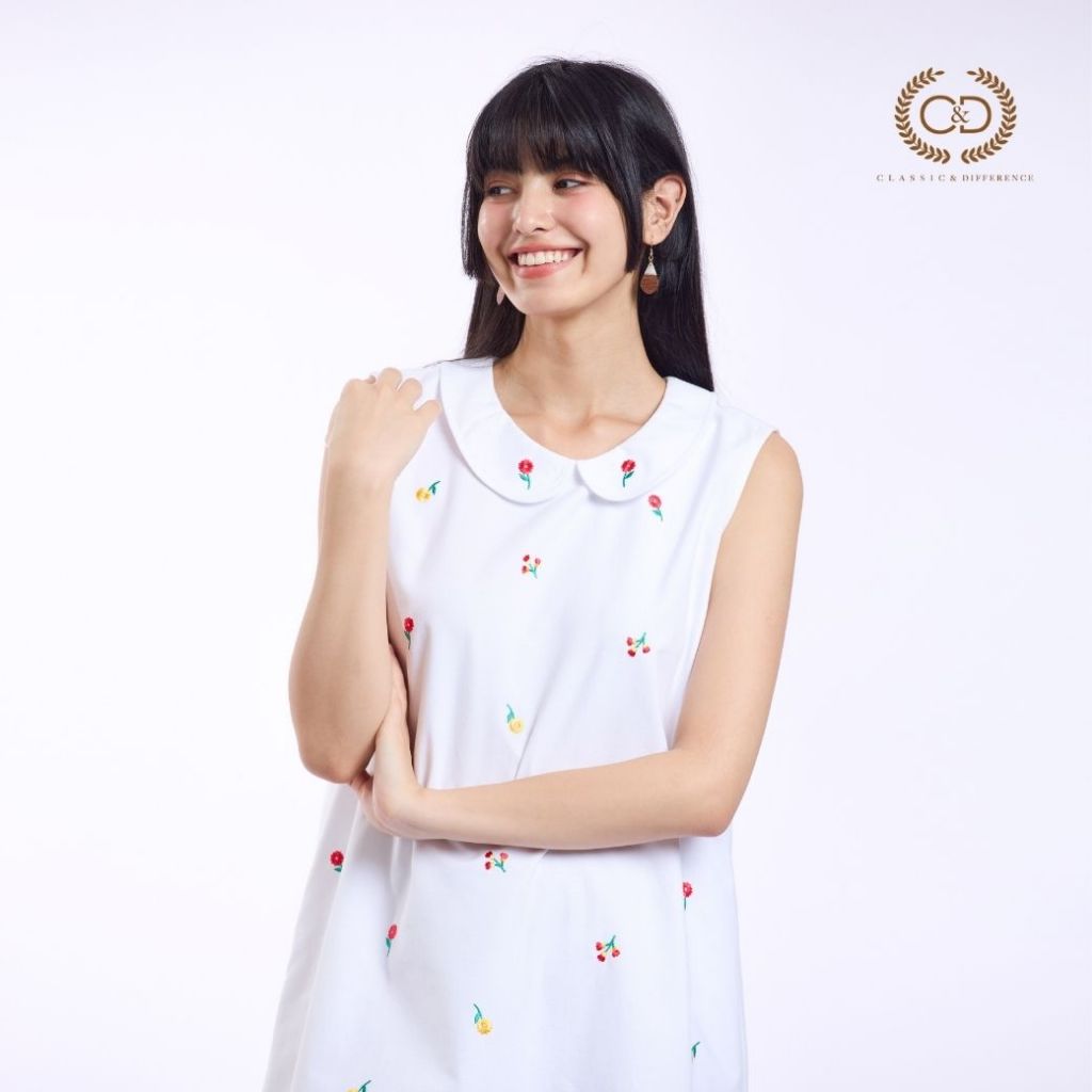C&D White Komohana Dress Short sleeve White เดรส ไวท์