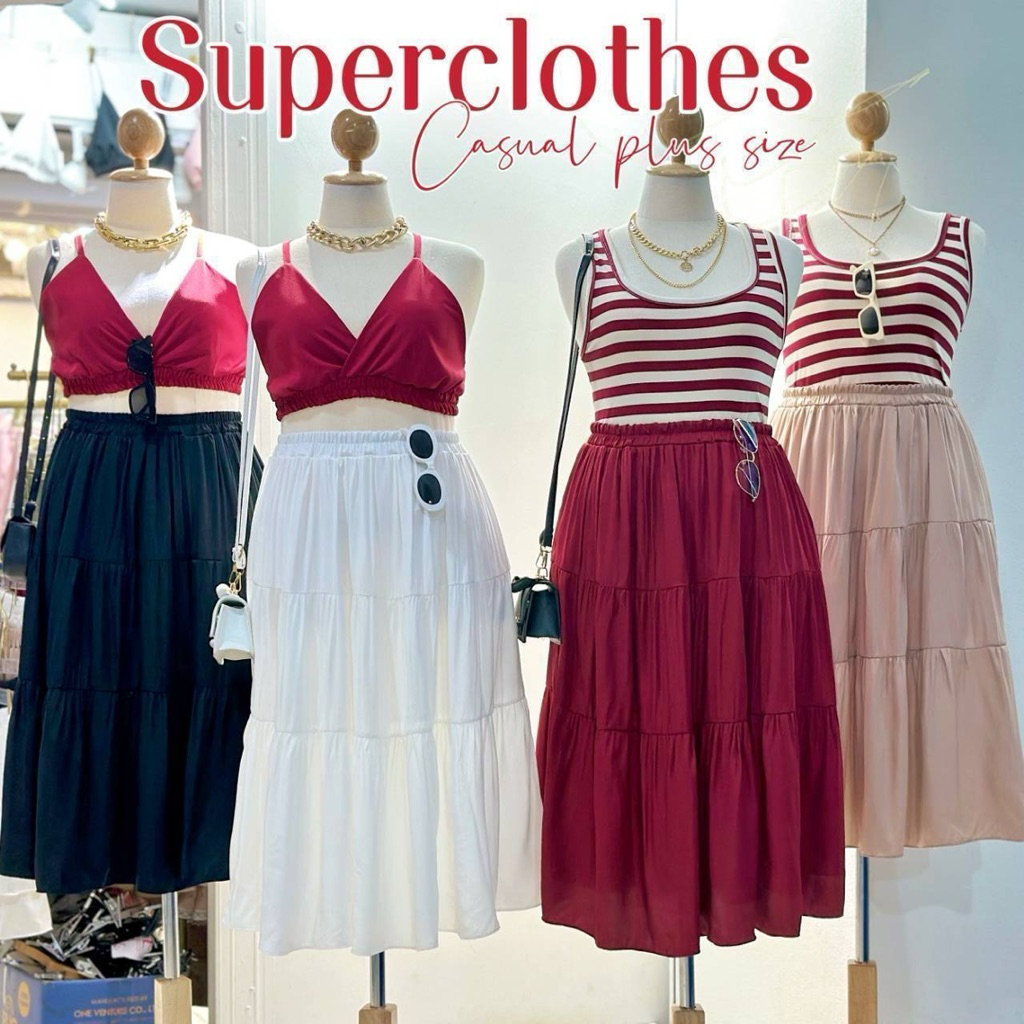 ✅เข้าเพิ่ม พร้อมส่งค่ะ /SC/ กระโปรงยาวสาวอวบ ต่อชั้นๆ มีซับใน #เสื้อผ้าไซส์ใหญ่ สาว อ้วน พลัสไซส์