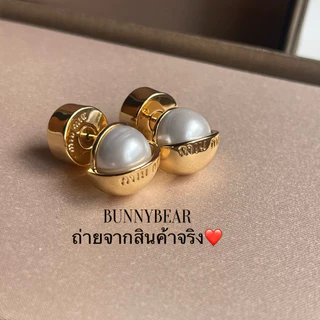 ต่างหู ไข่มุก มิว ด้านหลังต่างหูปั้มMAKE IN ITAYL แป้นปั้มชื่อแบรนด์