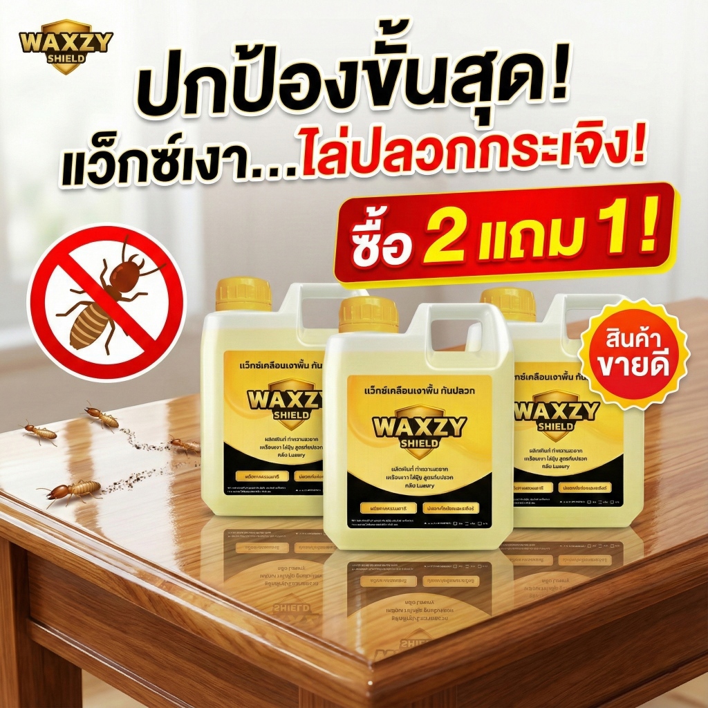 [แนะนำ] 2แถม1 Waxzy shilde ดันฝุ่นไล่ปลวก ถูพื้น เคลือบเงา ดันฝุ่นไล่ปลวก สูตรออแกนิกปลอดภัย
