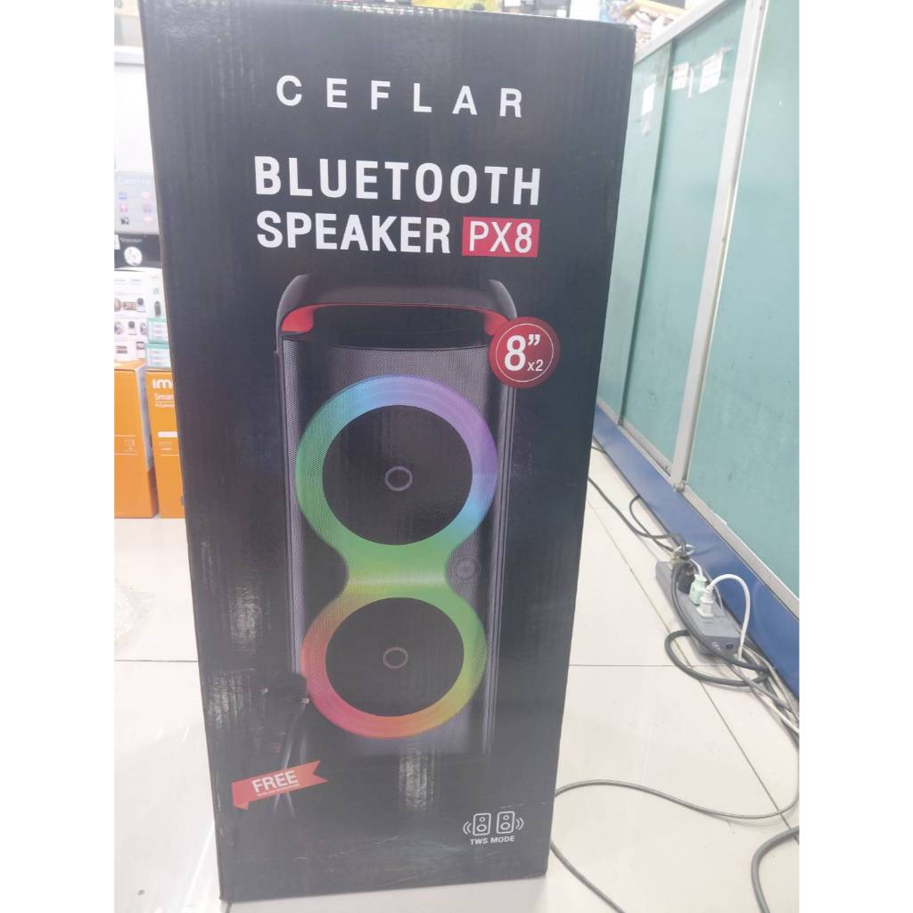 Ceflar PX8 ตู้ลำโพงเคลื่อนที่ 8 นิ้ว มีไมค์ลอย 2 ตัว