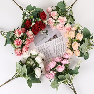 ช่อดอกกุหลาบเทียมจากผ้าไหม ยาว 31 ซม. จำนวน 10 ดอก เหมาะสำหร…