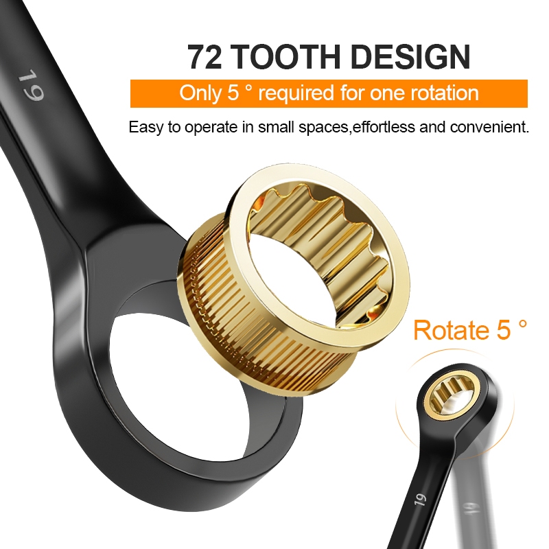 TASKTOOL 7ตัว/ชุด ประแจ ประแจแหวนข้างปากตาย ชุดประแจแหวนข้างปากตาย ชุดประแจ ขนาด 8-19mm - รูปที่ 3