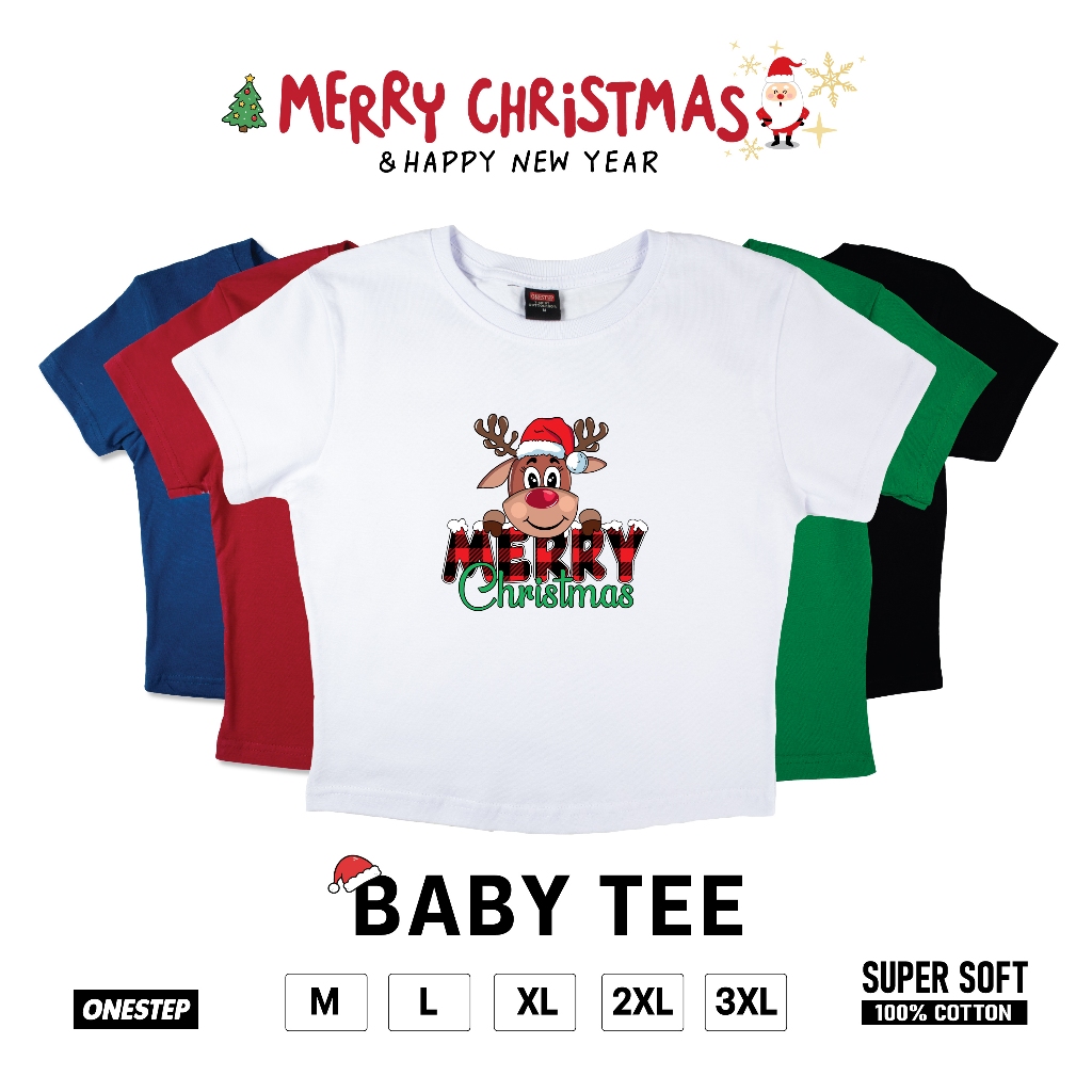 BABYTEE l ลาย "Jolly Deer Xmas"  NO.289 ผ้า cotton แท้ 100% [Super Soft] อย่างดี หนานุ่ม ใส่สบาย ไม่ร้อน