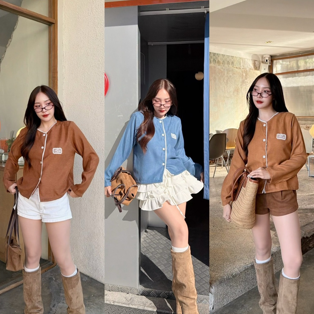 Cookies bear เสื้อคาดิแกนแต่งขอบลูกไม้