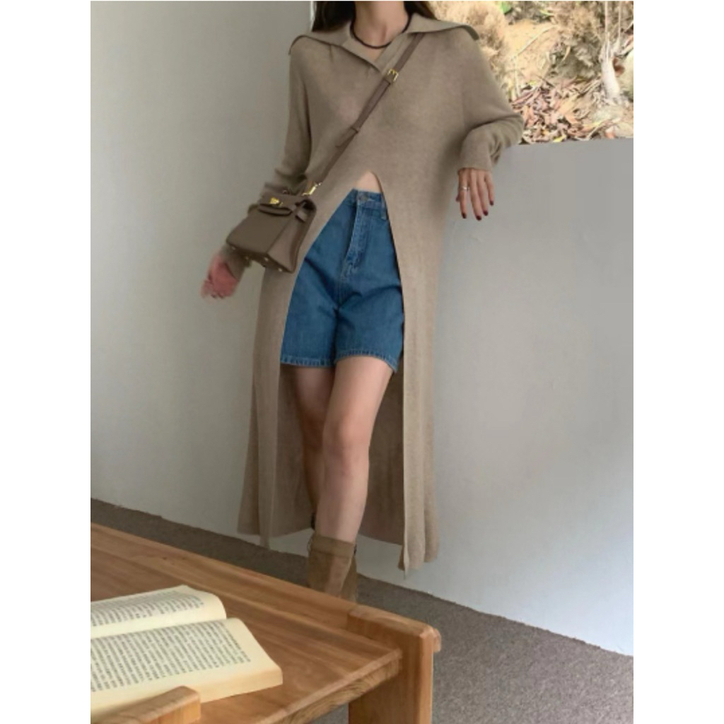 [3989] เสื้อแขนยาวสีน้ำตาลอ่อน