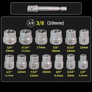ชุดบล็อก ถอดหัวน็อตเสีย ชุดถอดน็อคเสีย 15PCS Broken Nut Bolt Extractor Socket Head การกําจัดหัวน็อตหัก
