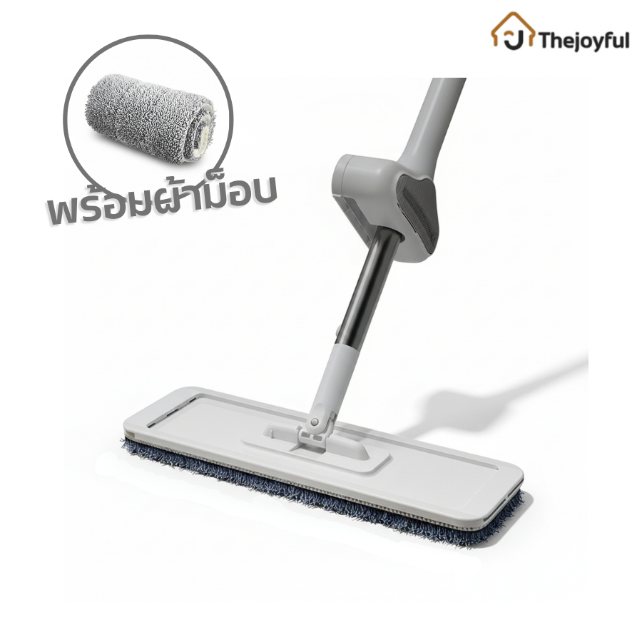 Thejoyful ไม้ถูพื้นแบบรีดน้ำ ม็อบถูพื้น Flat mop หมุนได้ ถูได้ทั้งแบบเปียก และแบบแห้ง มีหลายขนาด
