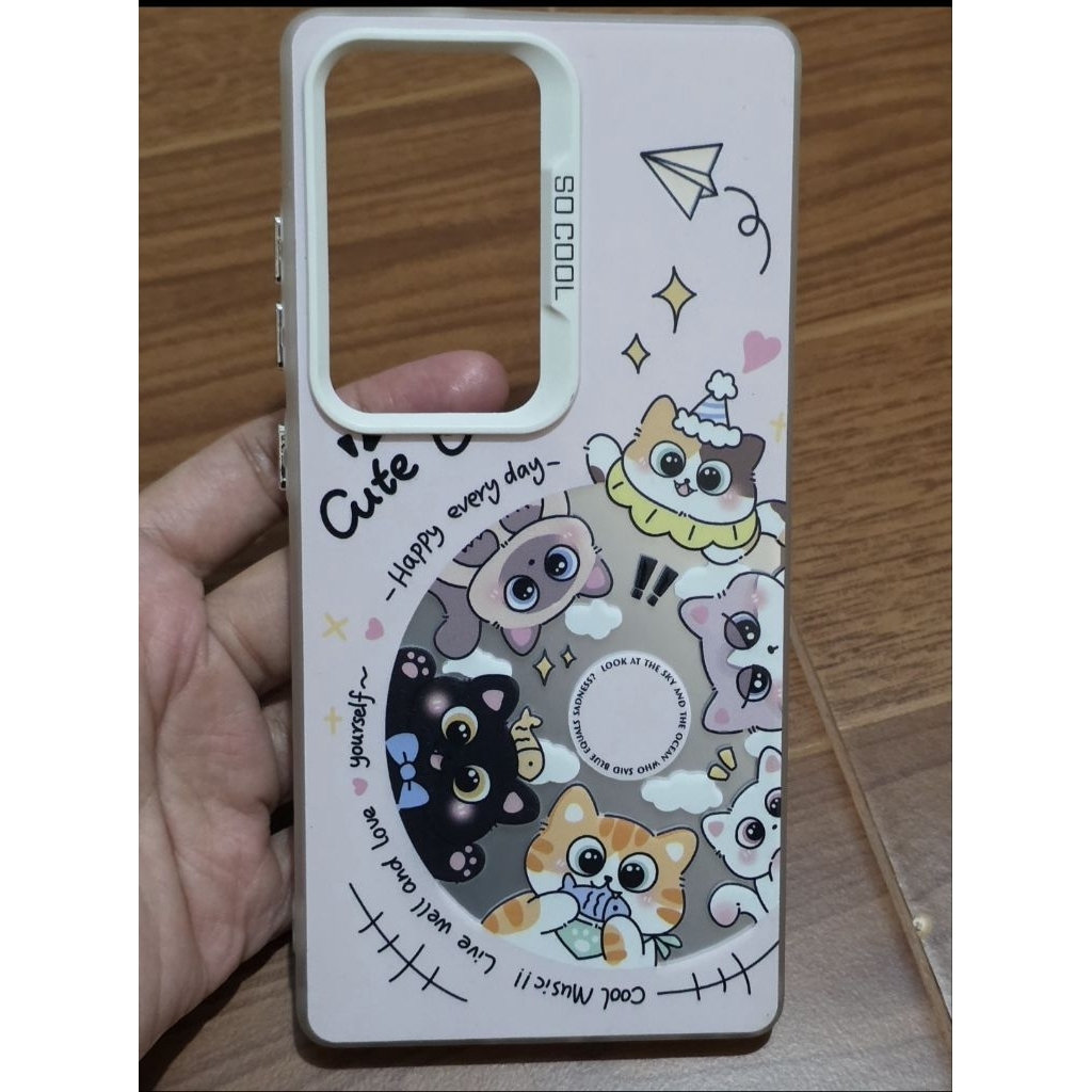 Case Samsung S25 Ultra เคสซัมซุง สีชมพู เคสแฟชั่น  มือสอง สภาพใหม่ ลายน้องแมว น่ารักค่ะ-