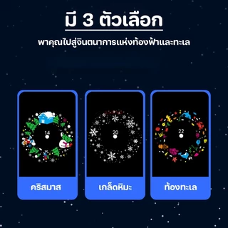 ไฟโปรเจคเตอร์ ลายหิมะ/สัตว์ทะเล/คริสมาส โคมไฟหัวเตียงห้องนอน ไฟฉายเพดาน ผนัง ไฟประดับตกแต่งเทศกาล