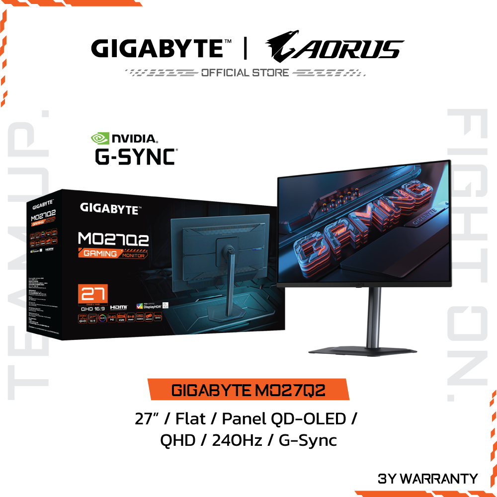 GIGABYTE MO27Q2 Gaming Monitor (จอมอนิเตอร์) | 27" QHD | QD-OLED | 0.03ms | 240Hz | G-Sync