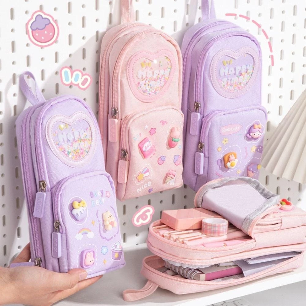 [สินค้าพร้อมส่งในไทย]กระเป๋าดินสอ เหมาะสำหรับเด็กผู้หญิง กล่องใส่ดินสอนักเรียน ทรงกระเป๋าเป้ จุเยอะ