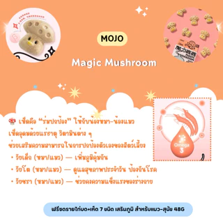 Mojo - Magic Mushroom ฟรีซดรายไก่บด+เห็ด 7 ชนิด เสริมภูมิ สำหรับแมว–สุนัข 48g