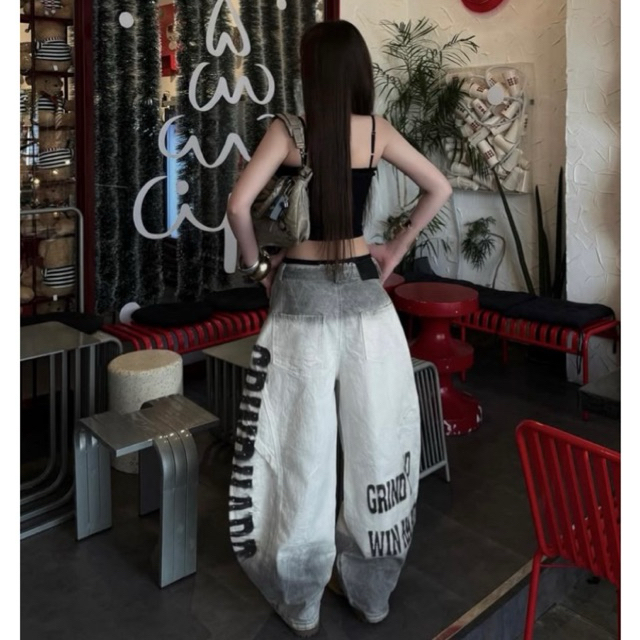 Pre-order (14-20days) แบรนด์เวียดนาม🇻🇳 GRINDHARD | Wide Leg Khaki Jeans with Stone Pattern🖤 - รูปที่ 2