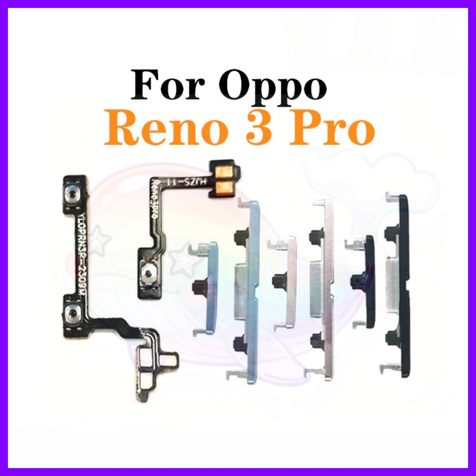 สําหรับ OPPO Reno 3 pro โทรศัพท์สวิทช์ Key Power On Off Volume up down ปุ่มด้านข้างปุ่ม Flex เปลี่ยน