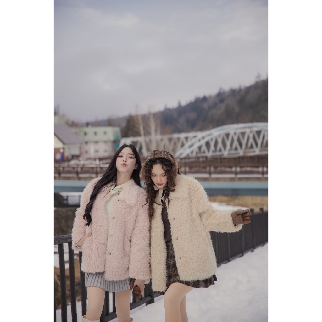 CO746  Sugar Fluff Coat โค้ททรงยาวดีไซน์ขนแกะ