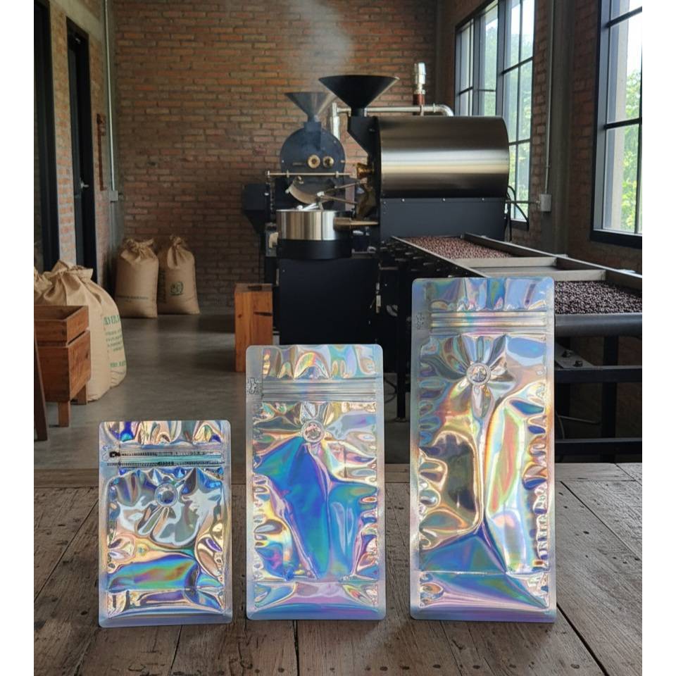 (รหัสDCH)ถุงใส่เมล็ดกาแฟ แพ็ค 50 ใบ Hologram มีซิป มีวาล์ว