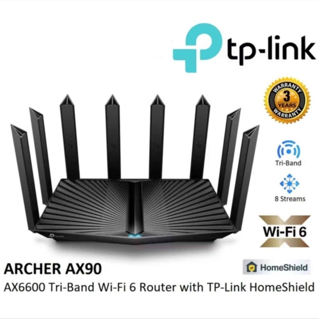 TP-LINK (Archer AX90) AX6600 Tri-Band Gigabit Wi-Fi 6 Router 5GHz 6600Mbps