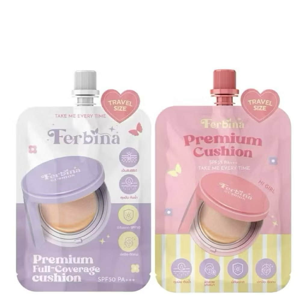 (1 ซอง) คุชชั่นเฟอบีน่า พรีเมี่ยม FERBINA Premium Cushion /เฟอบีน่า พรีเมี่ยม ฟูล โคฟเวอร์ คุชชั่นแบบซอง 5g. มี 2 แบบ