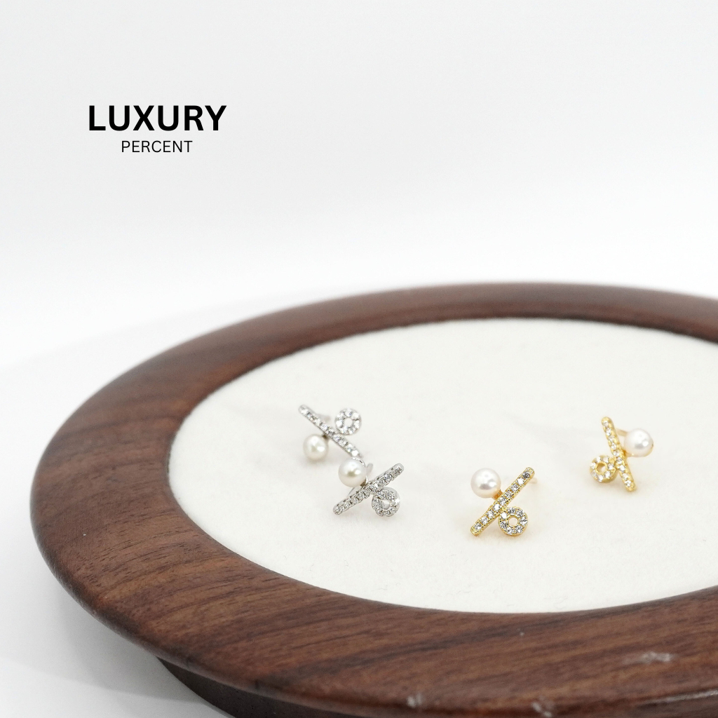 nnjew ต่างหูเงินแท้ 92.5% (ทั้งตัวเรือน) รุ่น Luxury Percent เรียบหรู ผู้หญิง