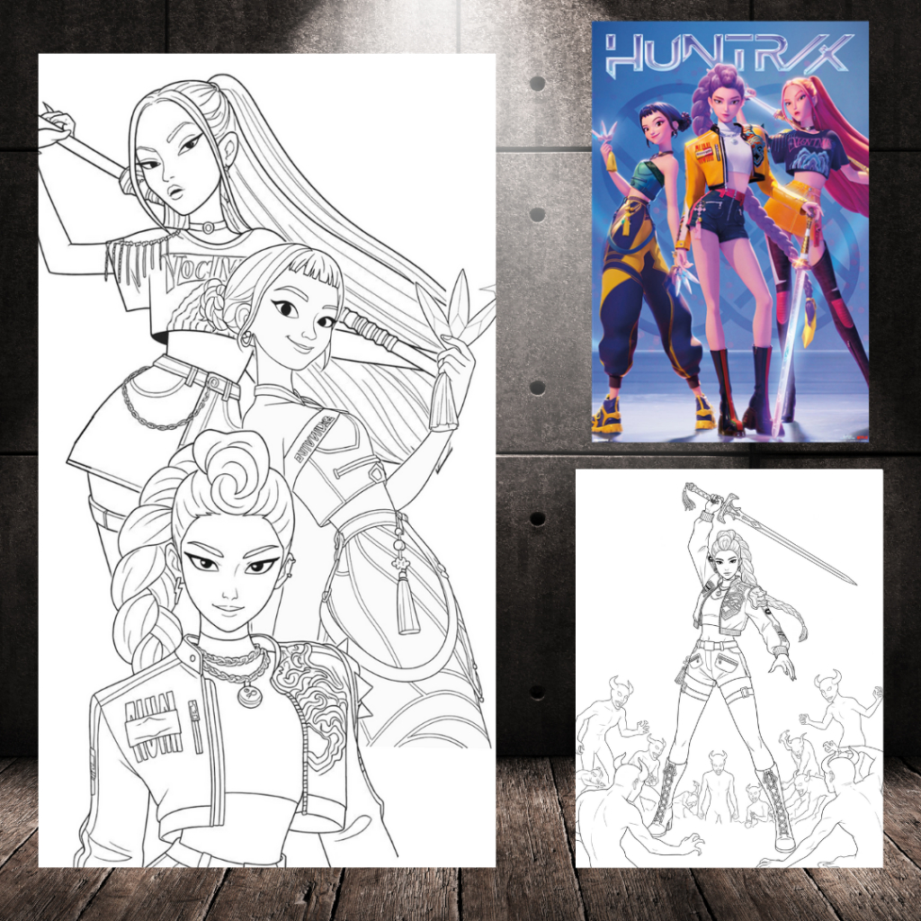 Kpop Demon hunters Rumi soda pop huntrix ชุดภาพระบายสี ขนาด A4