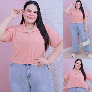 [ ส่งฟรี 🔥 ] A342/A442 Candy Crop เสื้อครอปแขนสั้นสาวพลัสไซส์ ครอปสาวอวบ (อก : 46-60“)