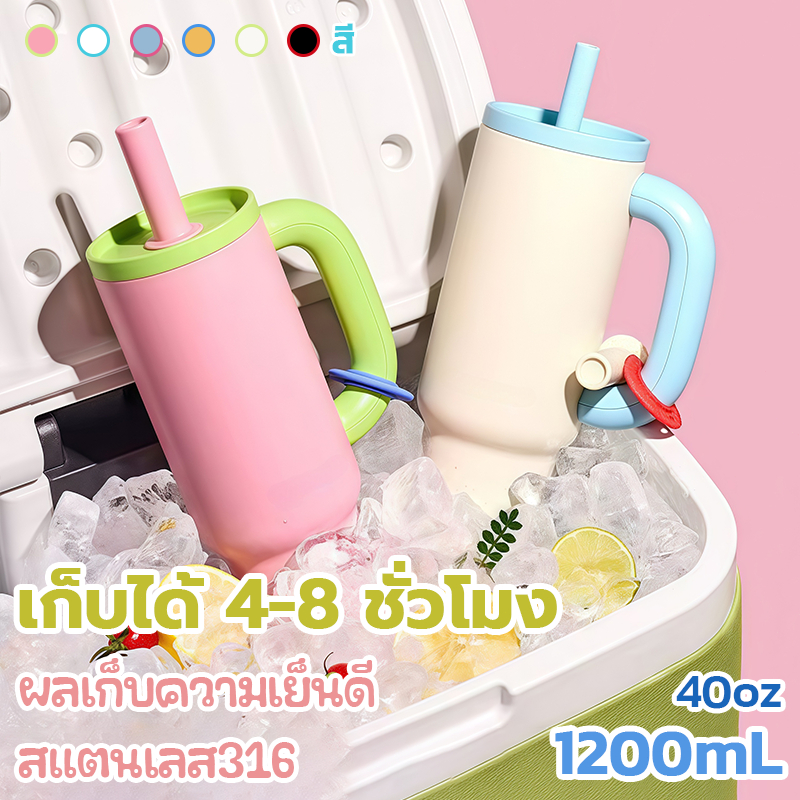 ✨2025 ใหม่หญิง High-capacity Overlord Cup สแตนเลสหนาถ้วยน้ำแข็ง  ความจุขนาดใหญ่  สามารถถอดออก เก็บน้ำเย็นและน้ำร้อนได้