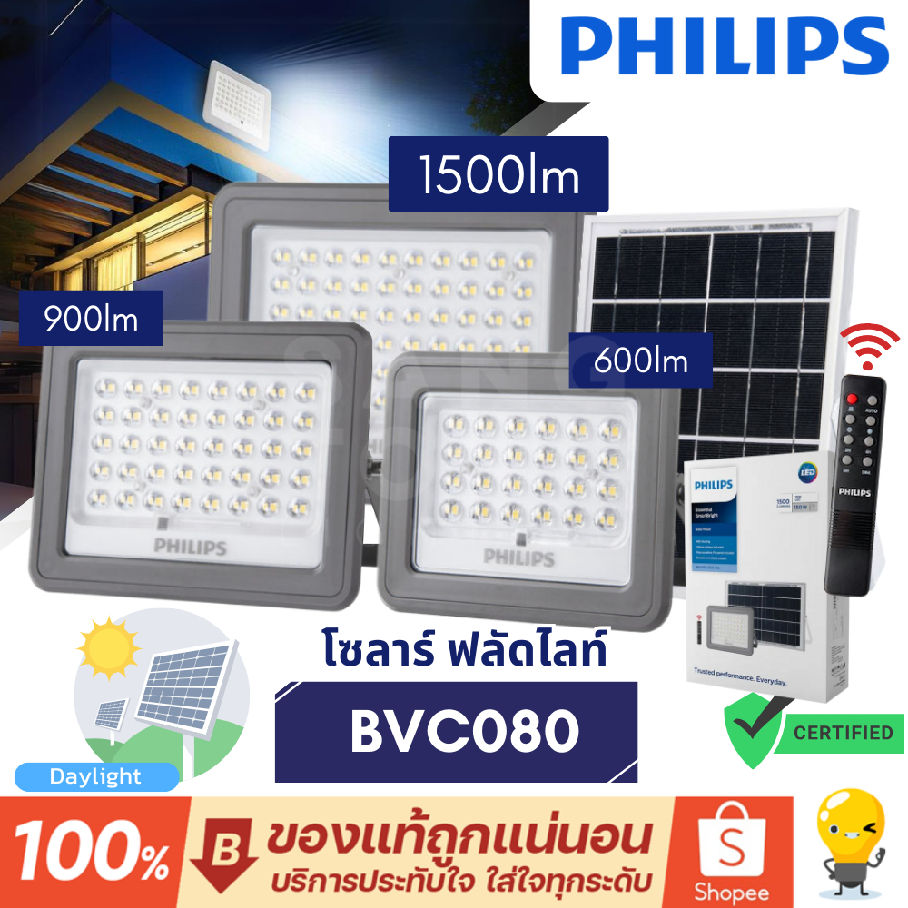 Philips โคมไฟโซล่าเซลล์ รุ่นใหม่ Solar Flood Light รุ่น BVC080 PRO โซล่าเซลล์