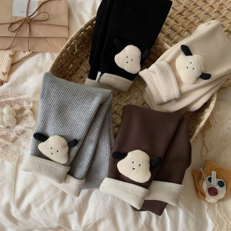 เลกกิ้งเด็ก กางเกงกันหนาวเด็ก บุขนนุ่มด้านใน ผ้าขนแกะ กันหนาวติดลบ -20 รุ่นสนูปปี้ - รูปที่ 3